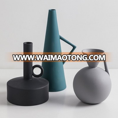 Modern handmade  vase large matt  vase ceramic flower vase for living room of creative Geometric vases sets